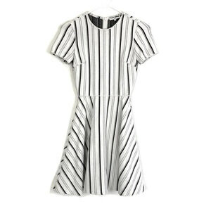 Opening Ceremony NYC Striped Fit & Flare Dress Womens Size XS Gray White Black